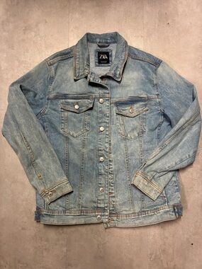 ZARA Light Blue Distressed Denim Jacket
